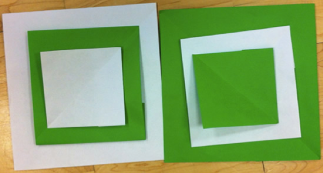 Grønne og hvite papirark brettet