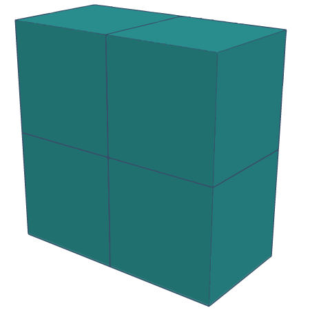 Fire kube som danner et prisme.