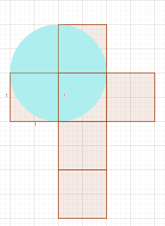 Modell av sneglens muligheter, tegnet i GeoGebra.