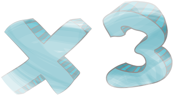 Illustrasjon av symbolene "x3"