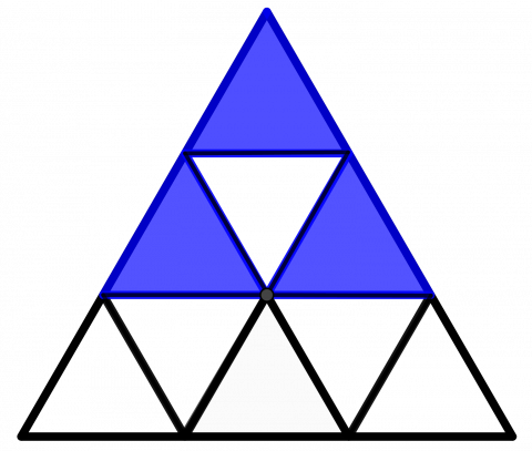 Tre trekanter på rad og rekke