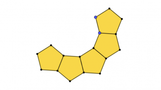 Gule femkanter på rekke