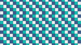 Fargerike kvadrater i et mønster.